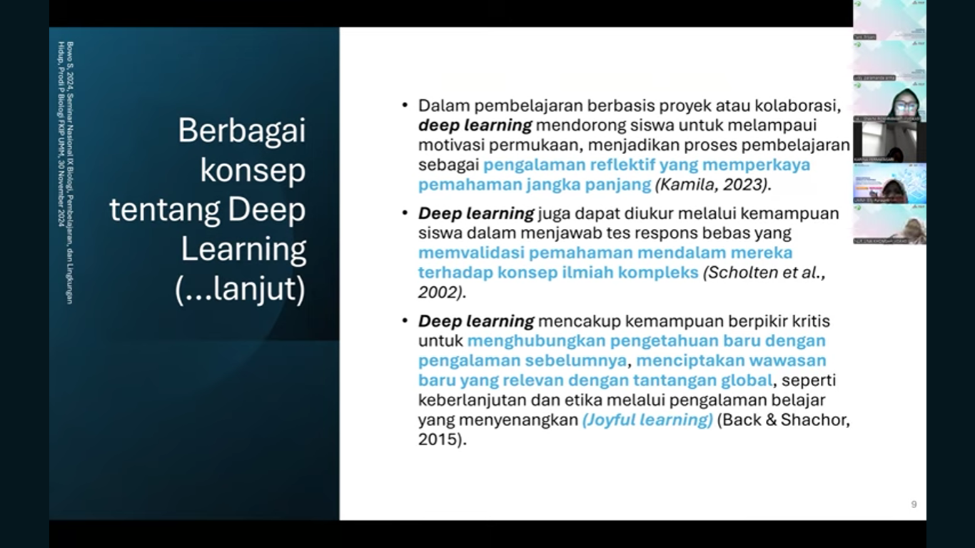 Pemaparan materi terkait deep learning oleh Dr. Bowo Sugiharto, S.Pd., M.Pd.