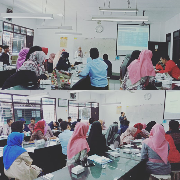Antusias, peserta pelatihan standar keamanan alat di laboratorium biologi UMM